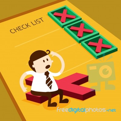 Business Man And Cross Mark In Check Box Stock Image