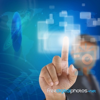 Business Man And Social Network Stock Photo