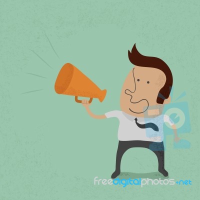Business Man Cheer With A Megaphone Stock Image
