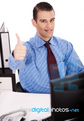 Business Man Showing Thumbs Up Stock Photo