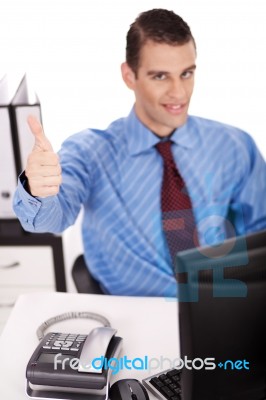 Business Man Showing Thumbs Up Stock Photo