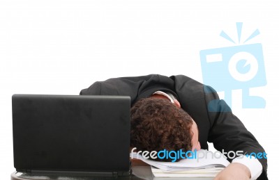 Business Man Sleeping With Laptop Stock Photo Business Man Sleeping With Laptop Stock Photo