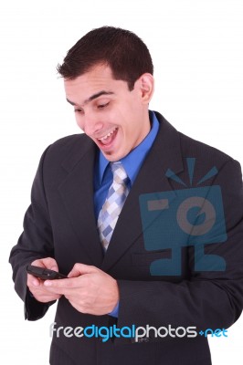 Business Man Typing On Phone Stock Photo