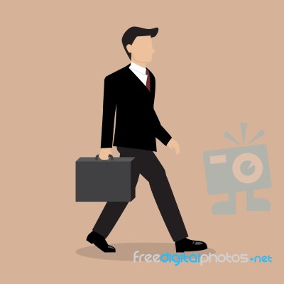 Business Man Walking With Briefcase Stock Image
