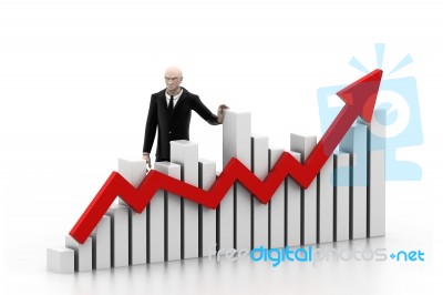 Business Man With A Growth Graph Stock Image