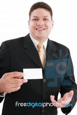 Business Man With Card Stock Photo