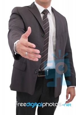 Business Man With Hand Extended To Handshake - Isolated Over Whi… Stock Photo