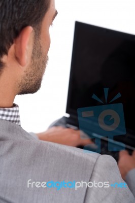 Business Man Working With Laptop Stock Photo