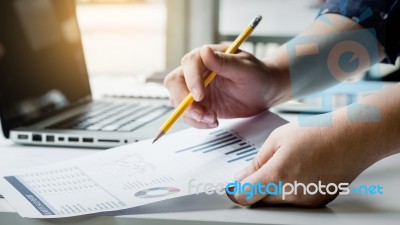 Business Managers Working With New Startup In Modern Loft.analyz… Stock Photo