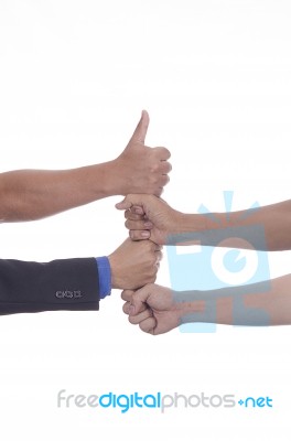 Business Men Exchange Their Business Cards For First Meeting On White Ground Stock Photo