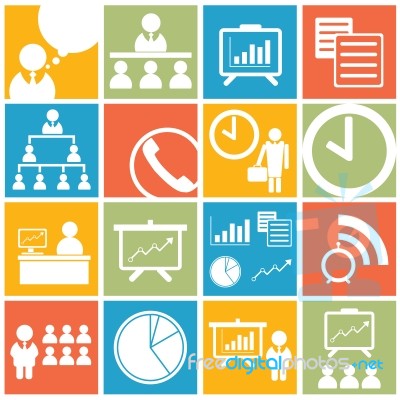 Business Office Icon And Symbol Set Stock Image