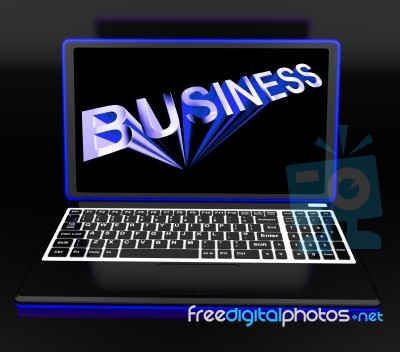 Business On Laptop Shows Online Managing Stock Image