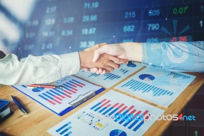 Business People Colleagues Shaking Hands Meting Planning Strateg… Stock Photo