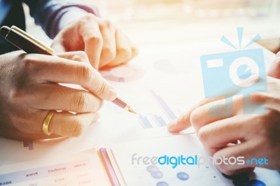 Business People Meeting Planning Budget And Cost Strategy Analys… Stock Photo