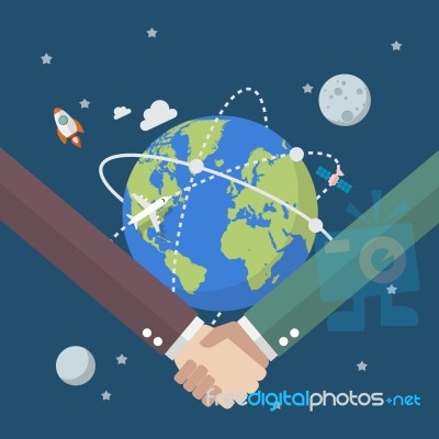 Business People Shaking Hands On Globe Stock Image