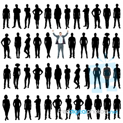 Business People Silhouettes, Unique Concept Stock Photo