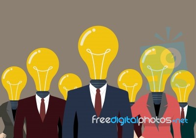 Business People With A Light Bulb Head Stock Image