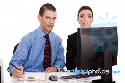 Business People With Computer Stock Photo