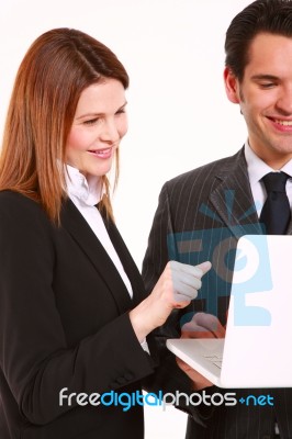 Business People With Computer Stock Photo