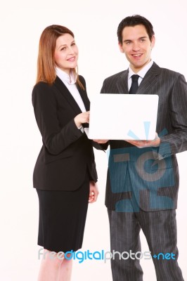 Business People With Laptop Stock Photo