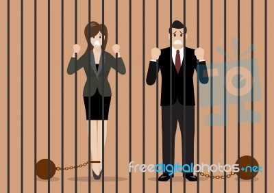 Business People With Weights In Prison Stock Image