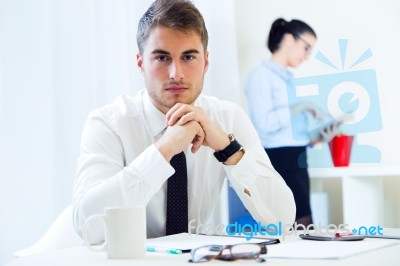 Business People Working In The Office With Digital Tablet Stock Photo