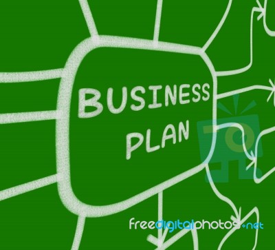 Business Plan Diagram Means Company Organization And Strategy Stock Image