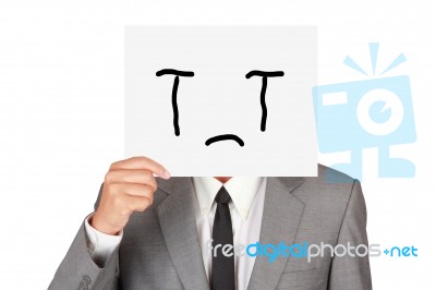 Business Sad Holding Emotion Paper Stock Photo