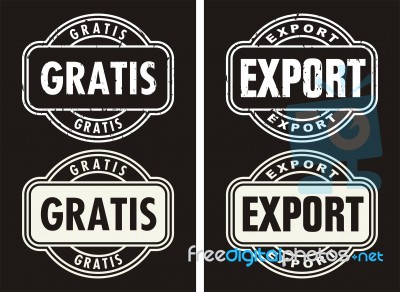 Business Set Stamps Export And Gratis Stock Image