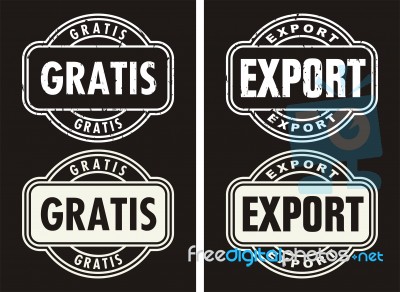 Business Set Stamps Export And Gratis Stock Image
