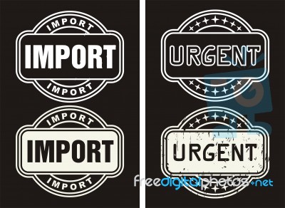 Business Set Stamps Import And Urgent Stock Image