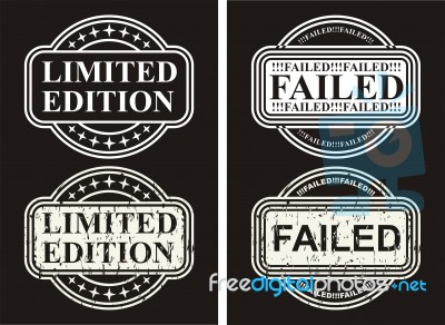 Business Set Stamps Limited Edition And Failed Stock Image