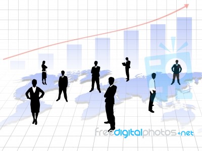 Business Team And Growing Chart Stock Image