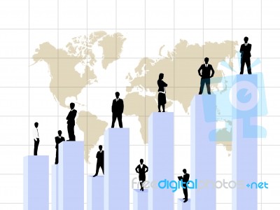 Business Team On Growing Chart Stock Image