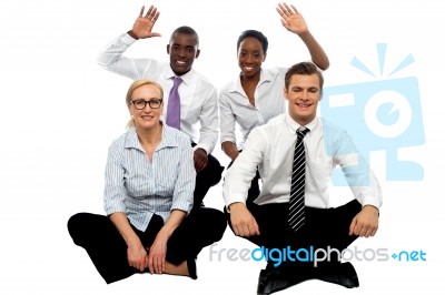 Business Team Sitting On Floor Stock Photo Business Team Sitting On Floor Stock Photo