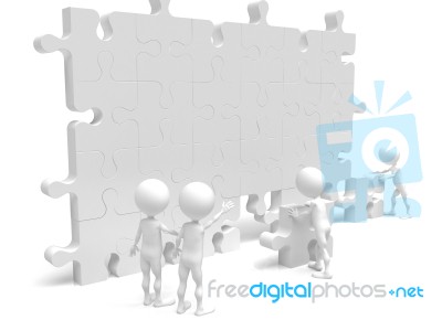 Business Team With Puzzle Stock Image