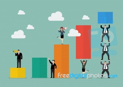 Business Teamwork With Bar Chart Stock Image