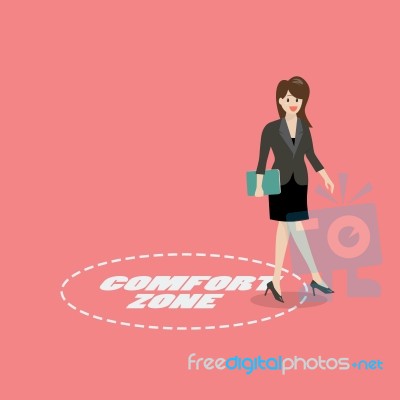 Business Woman Exit From Comfort Zone Stock Image