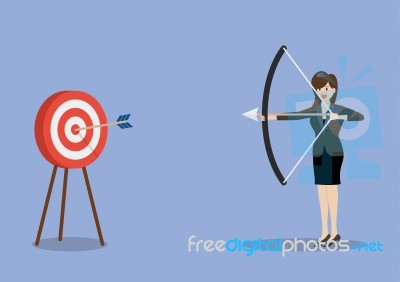 Business Woman Hitting The Target Stock Image