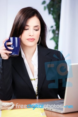 Business Woman In Office Stock Photo