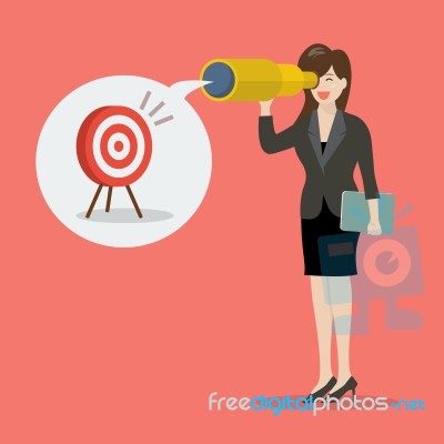 Business Woman Looking For Business Target Stock Image