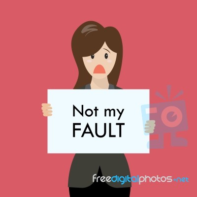 Business Woman Showing Sign Not My Fault Failed Stock Image