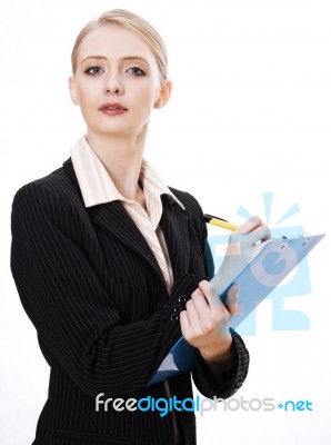 Business Woman Taking Notes Stock Photo