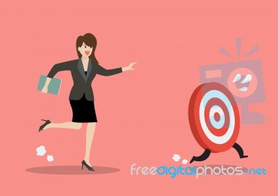 Business Woman Try To Catch The Target Stock Image