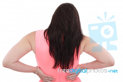 Business Woman With Back Pain Isolated Over White Background Stock Photo