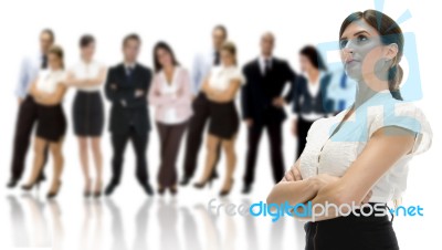 Business Woman With Her Team Stock Photo