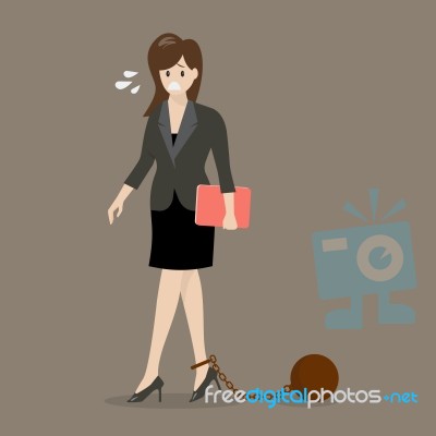 Business Woman With Weight Burden Stock Image