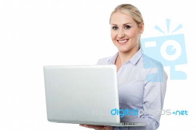 Business Woman Working On Laptop Stock Photo