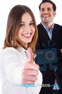 Business Women Showing Thumbsup Stock Photo