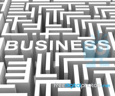 Business Word In Maze Shows Finding Commerce Stock Image